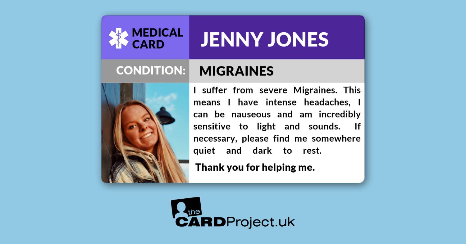 Migraine Awareness Photo Medical ID Alert Card